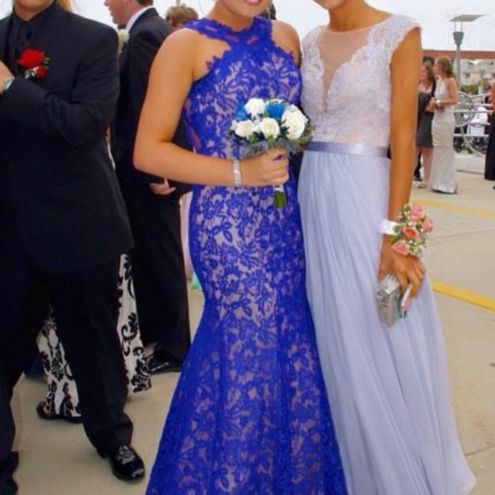 La Femme Royal Blue Lace Dress